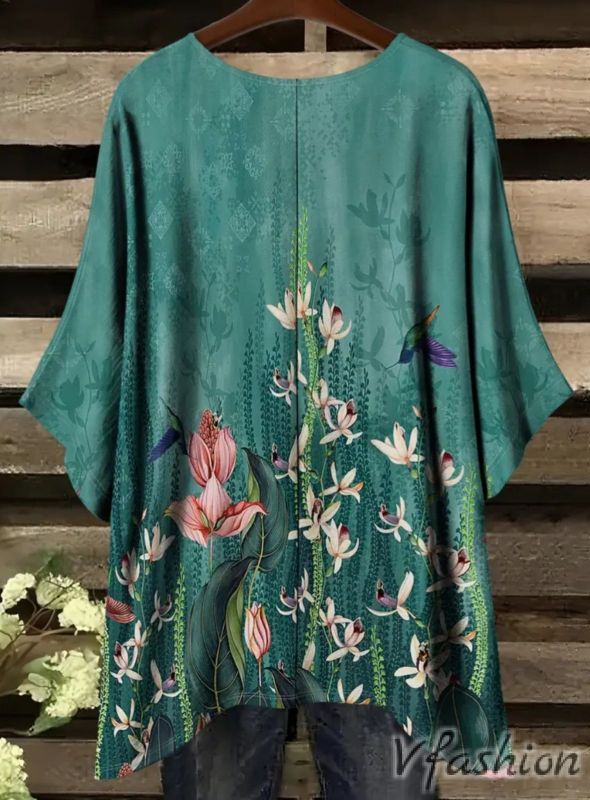 Еластична блуза с флорален принт