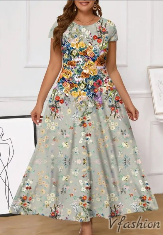 Еластична рокля с принт цветя