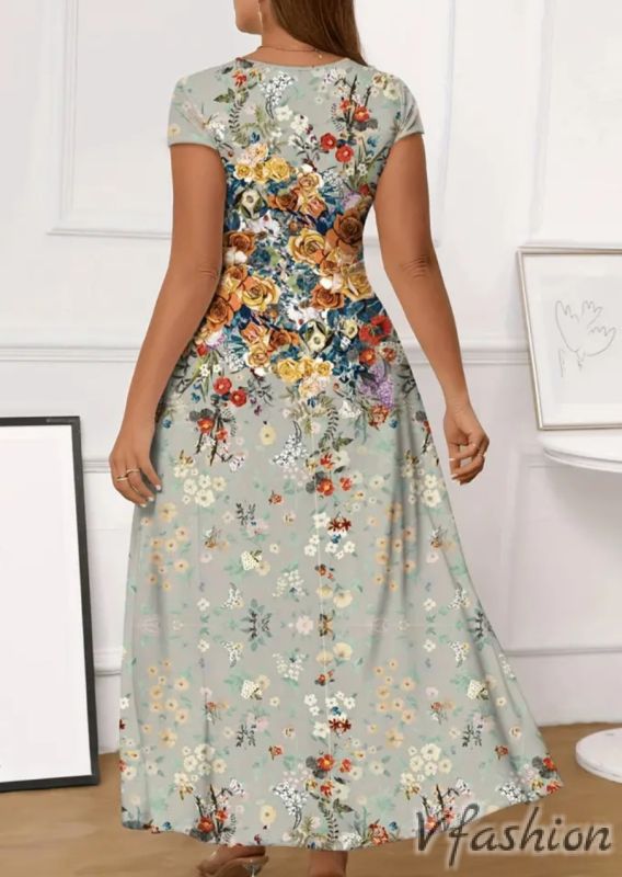 Еластична рокля с принт цветя