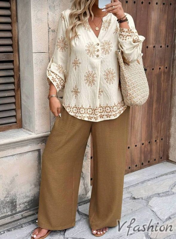 Комплект панталон и риза с принт