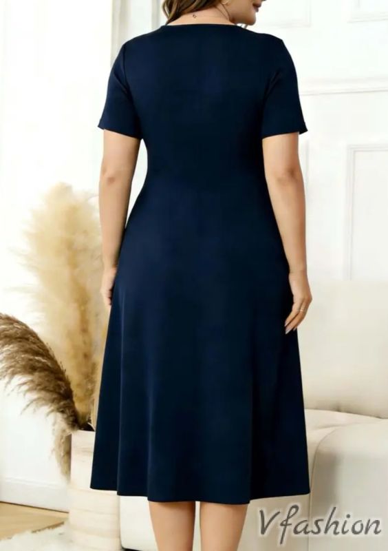 Ежедневна рокля с принт - синя