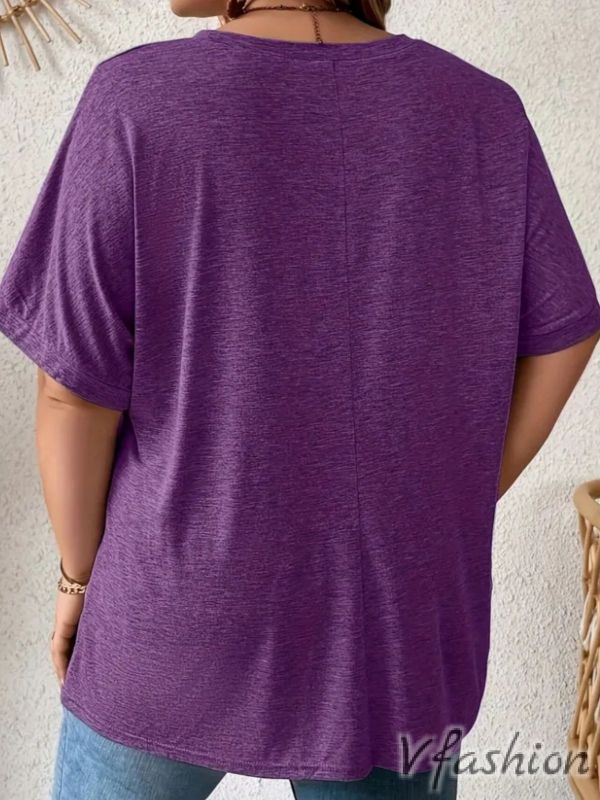 Блуза с принт и джобчета - лилава