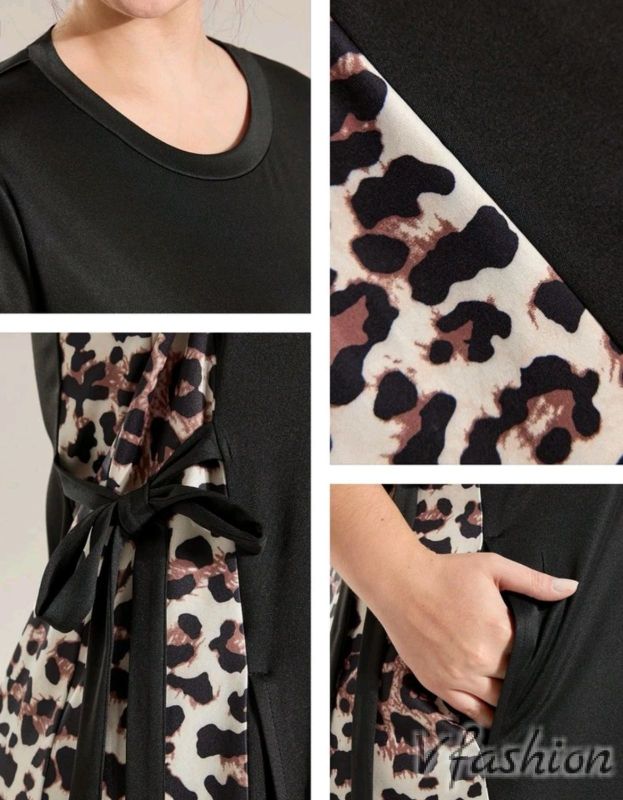 Еластична рокля с леопардови акценти