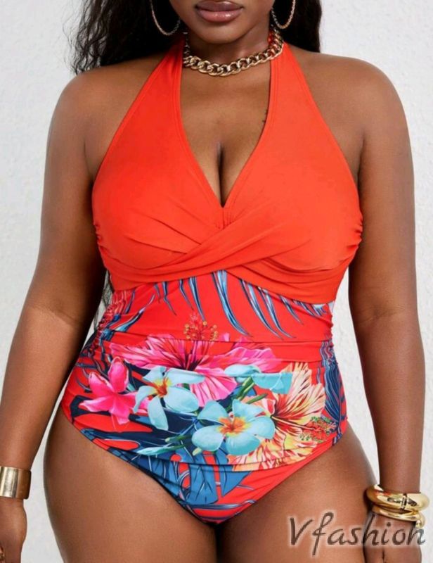 Цял бански с лилии