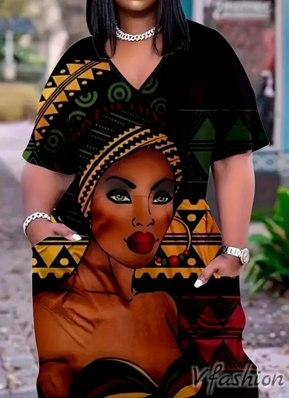 Рокля с принт и джобове