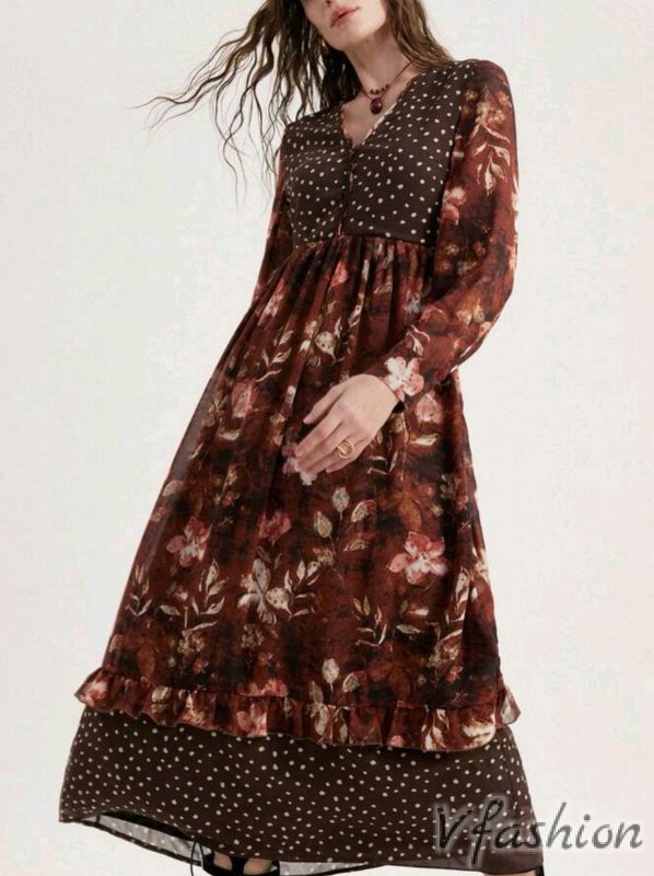 Шифонена рокля с етно стил