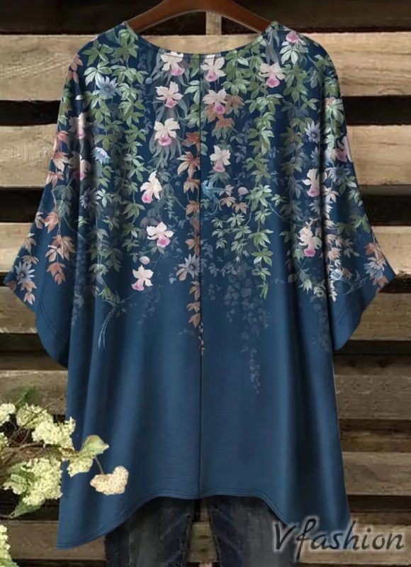 Еластична блуза с принт цветя