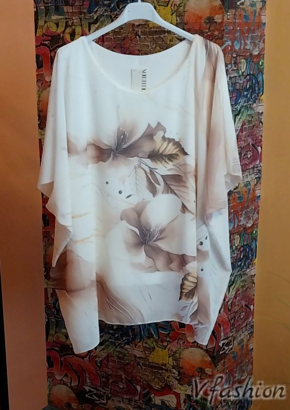 Комплект шифонена блуза и панталон солей