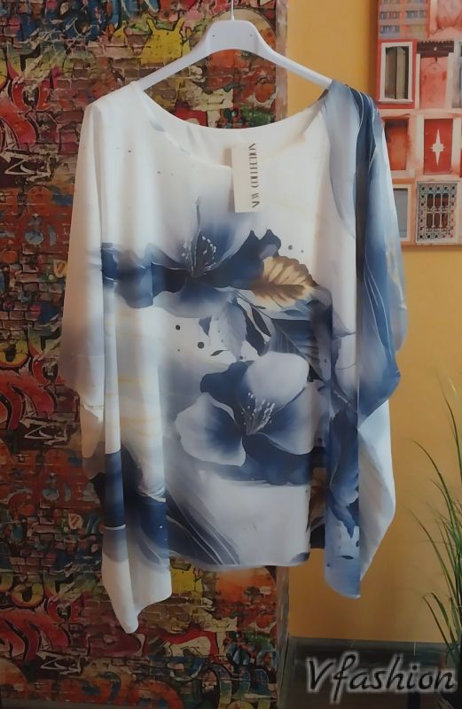 Комплект шифонена блуза и панталон солей