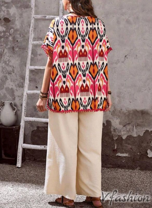 Комплект панталон и шарена блуза