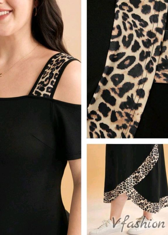 Еластична рокля с леопардови акценти