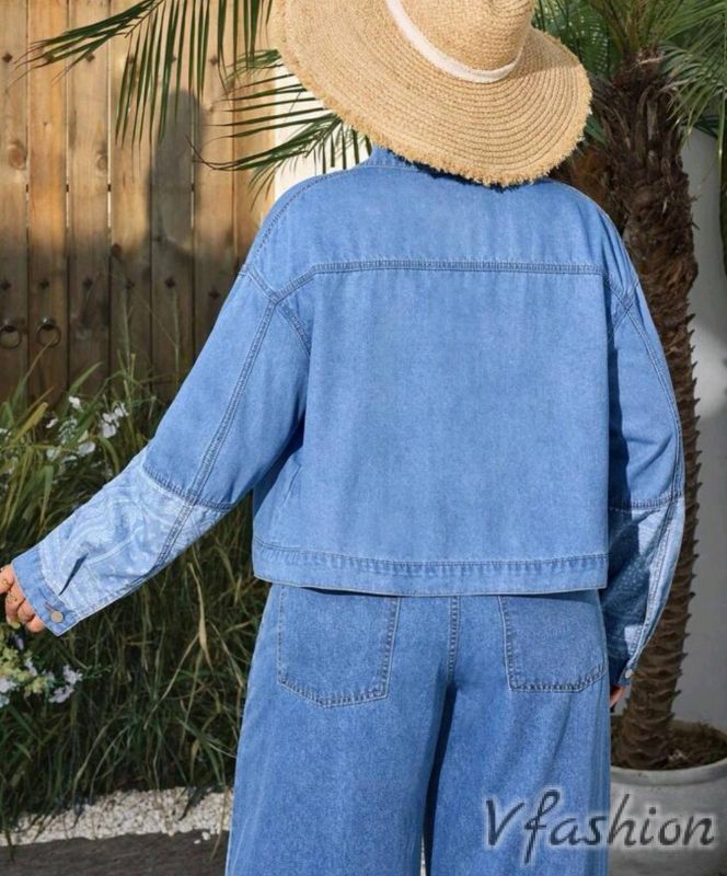 Дънково яке с пачуърк принт