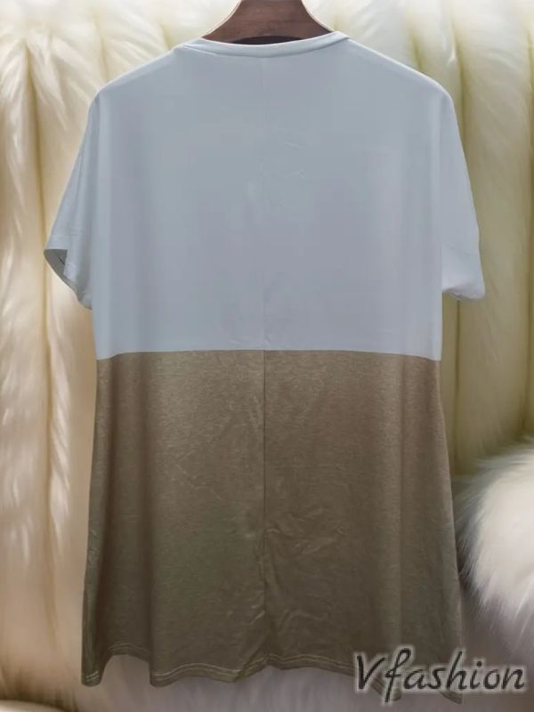 Туника с джобове - бяло и бежово