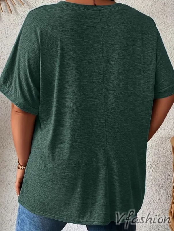 Блуза с джобове и нежен принт - зелена