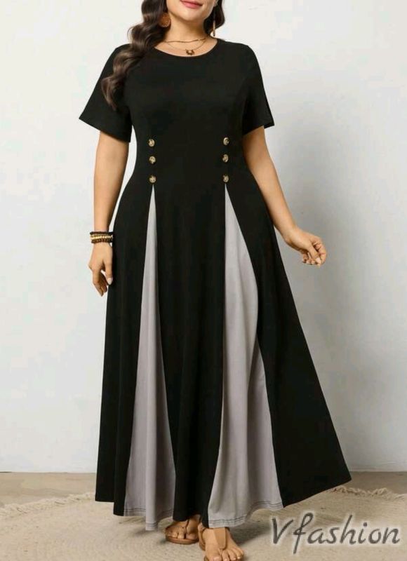 Еластична рокля - черно и сиво