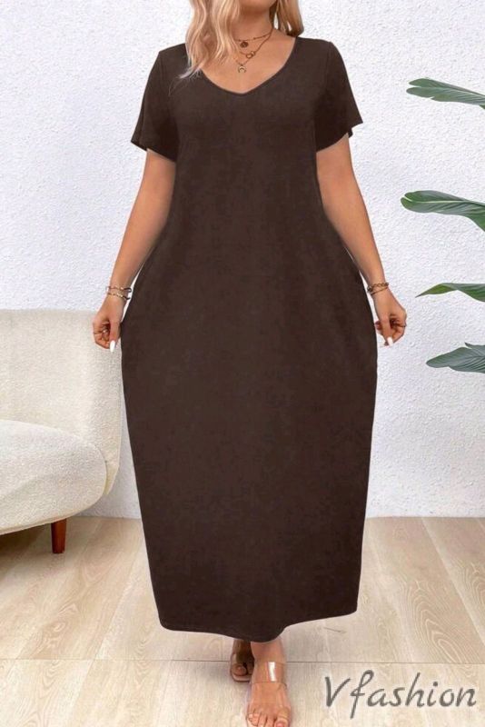 Еластична рокля - кафява