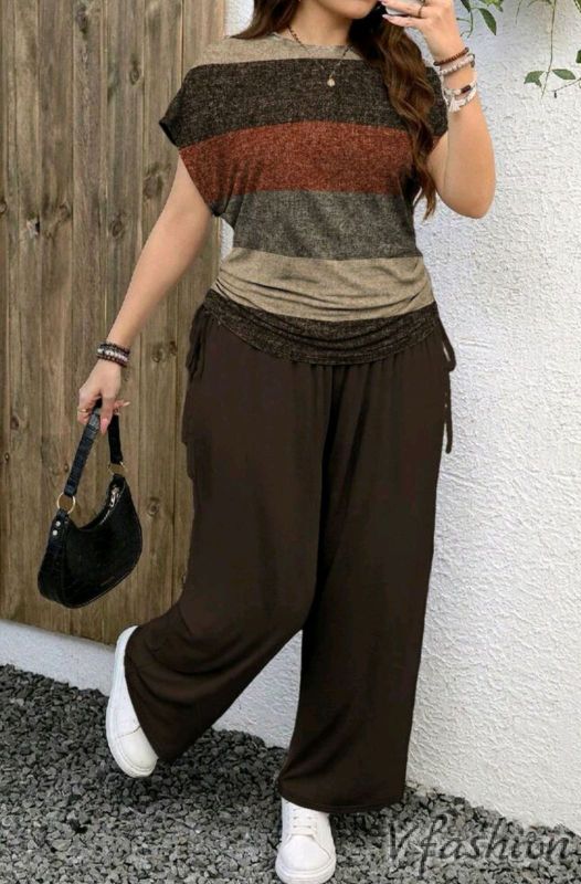 Комплект панталон и блуза на райе