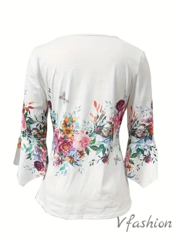 Блуза на цветя - бяла