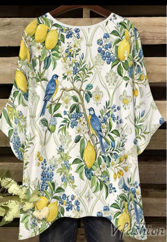 Еластична блуза с принт лимони