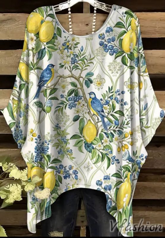 Еластична блуза с принт лимони