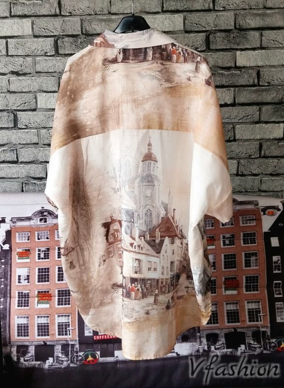 Риза с издължен гръб и принт