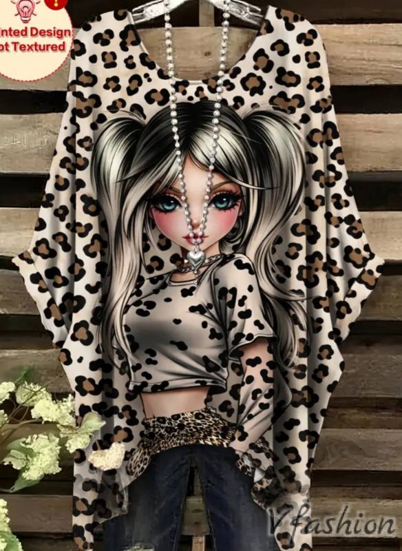 Еластична блуза с принт момиче