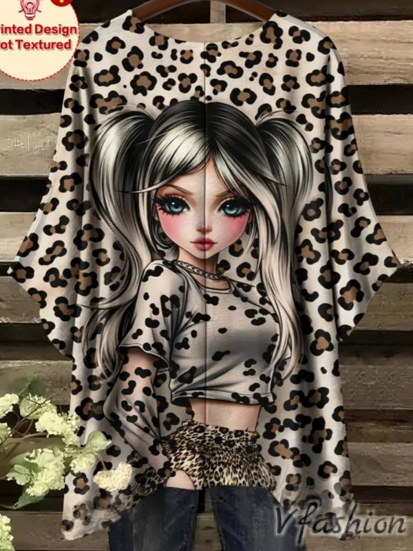 Еластична блуза с принт момиче