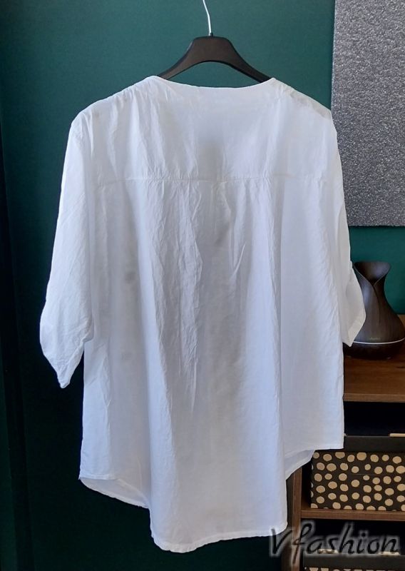 Памучна блуза с рязана бродерия - бяла