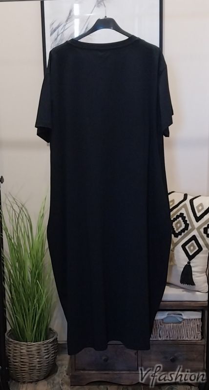 Памучна рокля с цвете от пайети