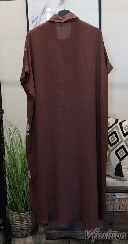 Риза-рокля с бродерии - кафява