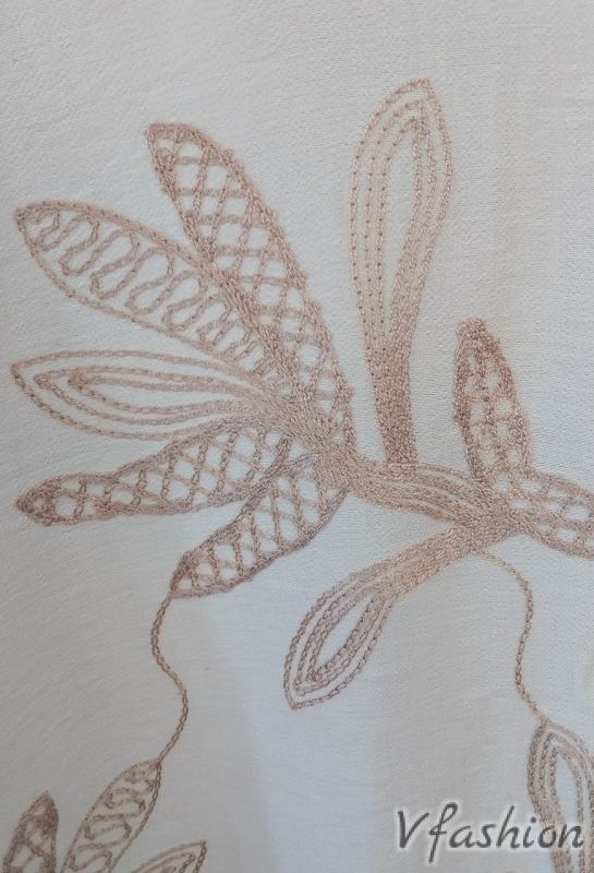 Риза-рокля с бродерии - екрю