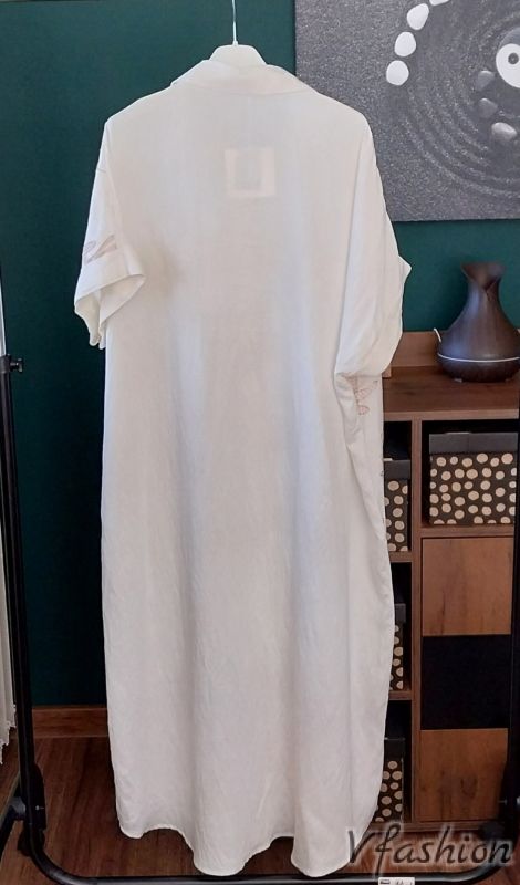 Риза-рокля с бродерии - екрю