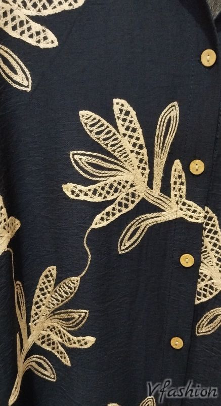 Риза-рокля с бродерии - синя