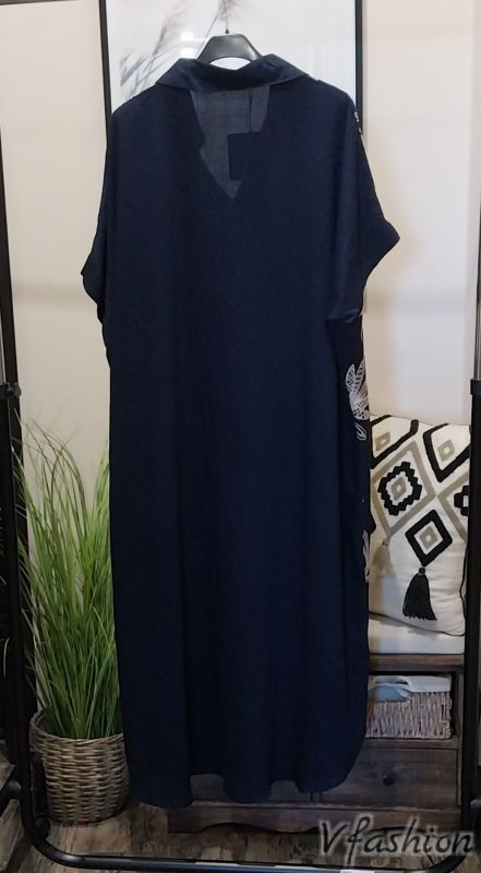 Риза-рокля с бродерии - синя