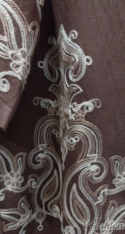 Комплект панталон и риза с бродерии - кафяв
