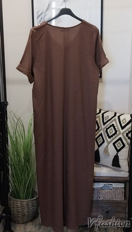 Рокля с нашивка цвете - памук и лен