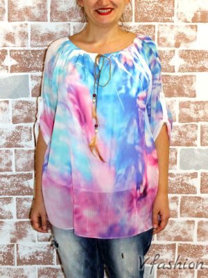 Ефирна блуза в преливащи цветове - 174385