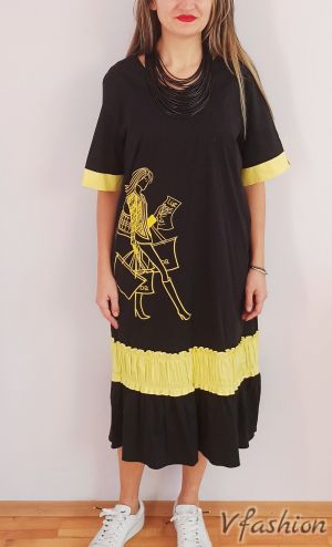 Кокетна рокля Fashion с джобове - черна - 175580