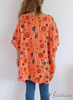 Блуза/туника с принт - оранжева - 175920