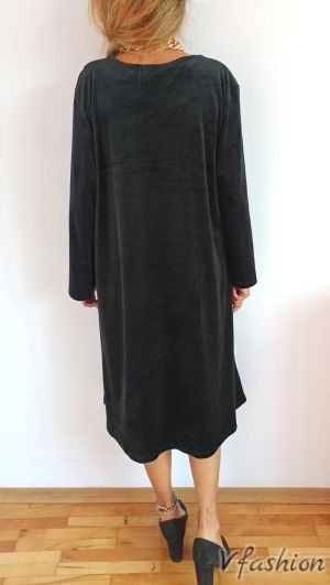 Права рокля фино кадифе - черна - 176388